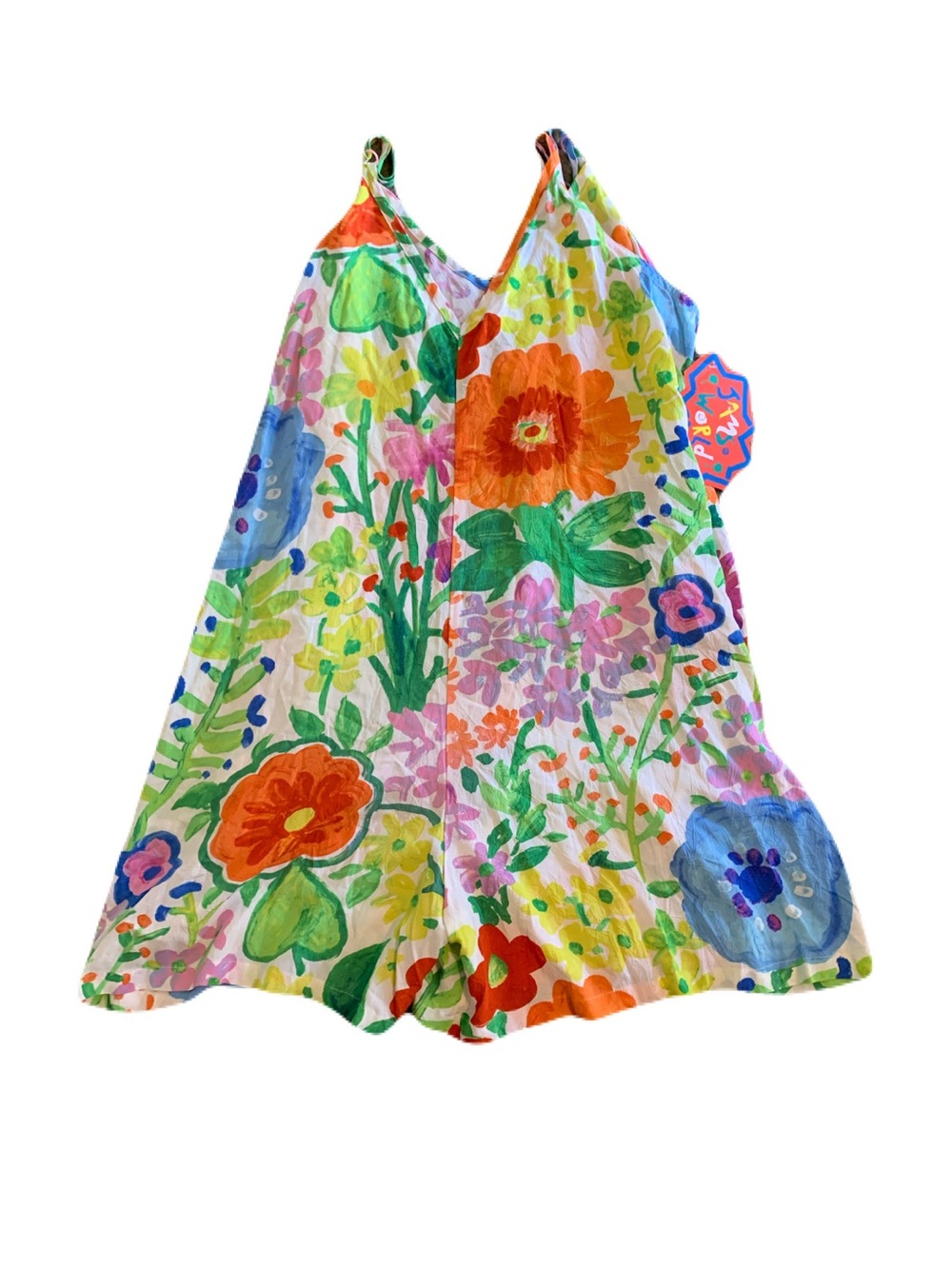 NEW Jams World Womens XL Bright Colorful May Flowers Lightweight Romper Hawaiian